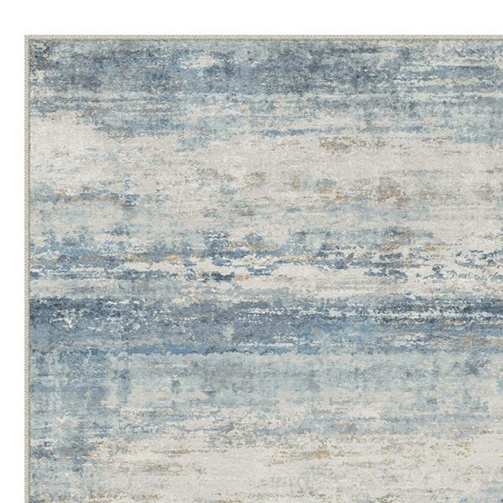 8′ X 10′ Blue Red Gray Abstract Washable Area Rug