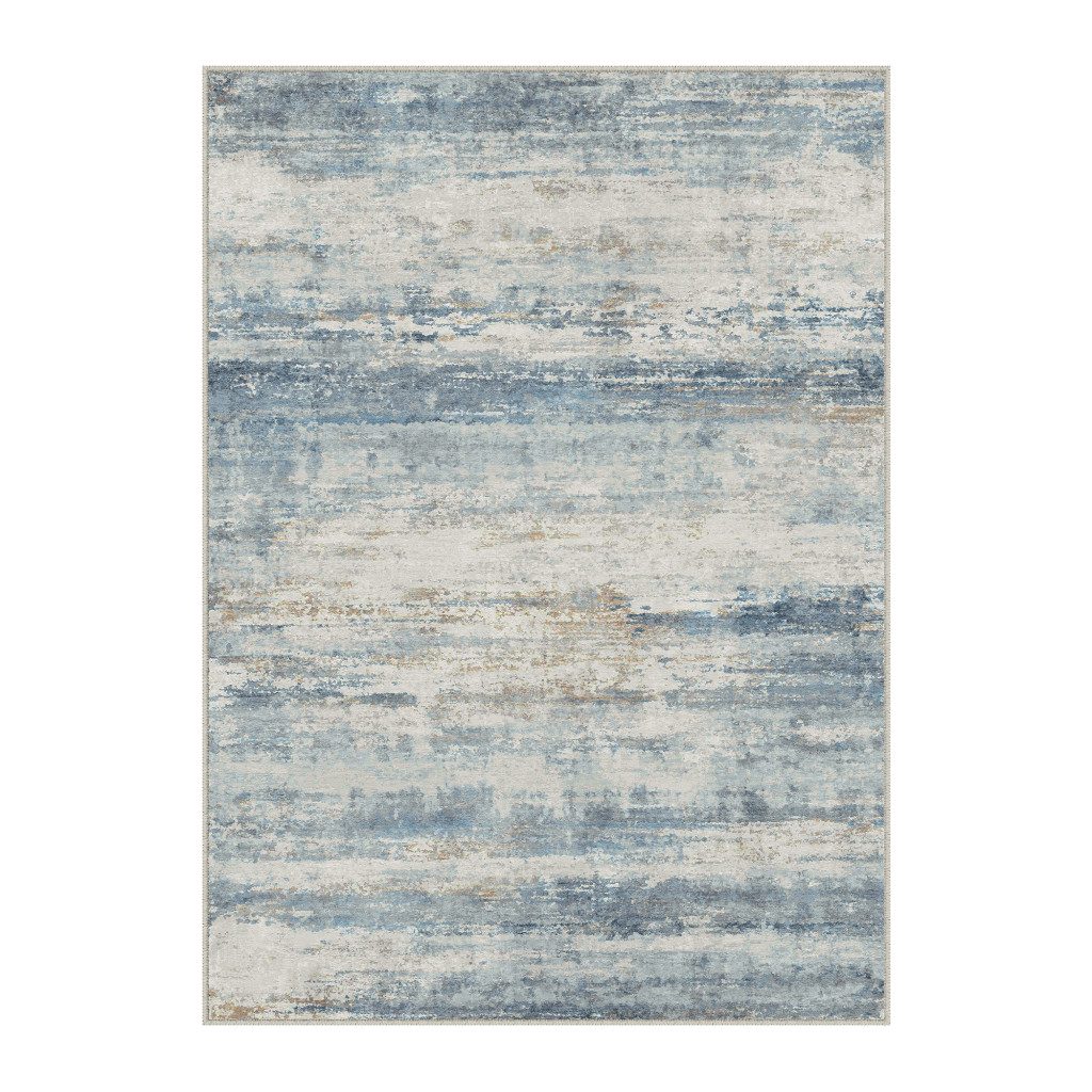 9′ X 12′ Blue Red Gray Abstract Washable Area Rug
