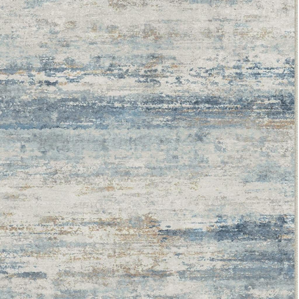 9′ X 12′ Blue Red Gray Abstract Washable Area Rug