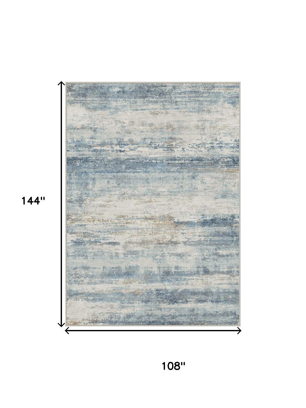 9′ X 12′ Blue Red Gray Abstract Washable Area Rug
