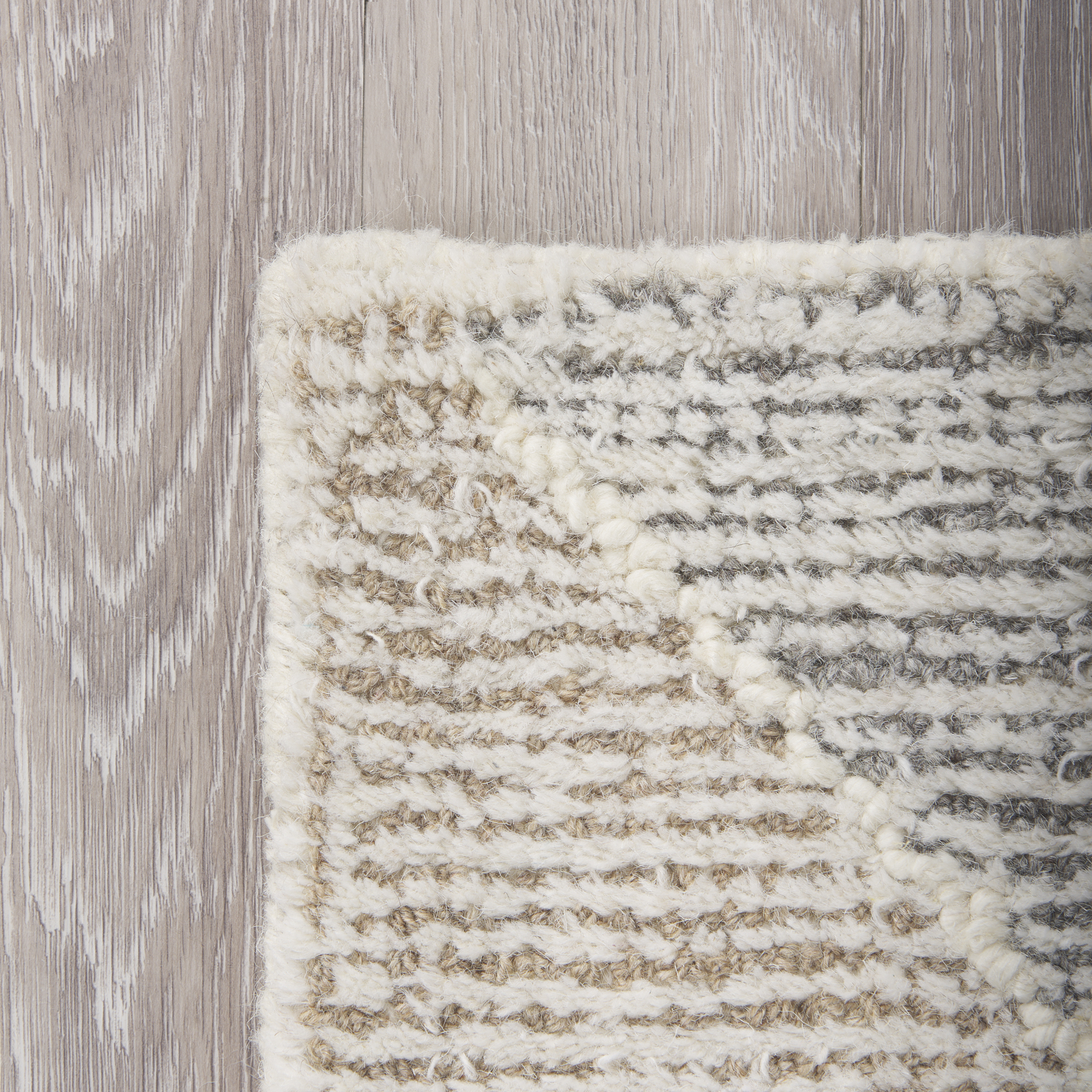 5×8 Neutral Geometric Wool Rectangle Area Rug