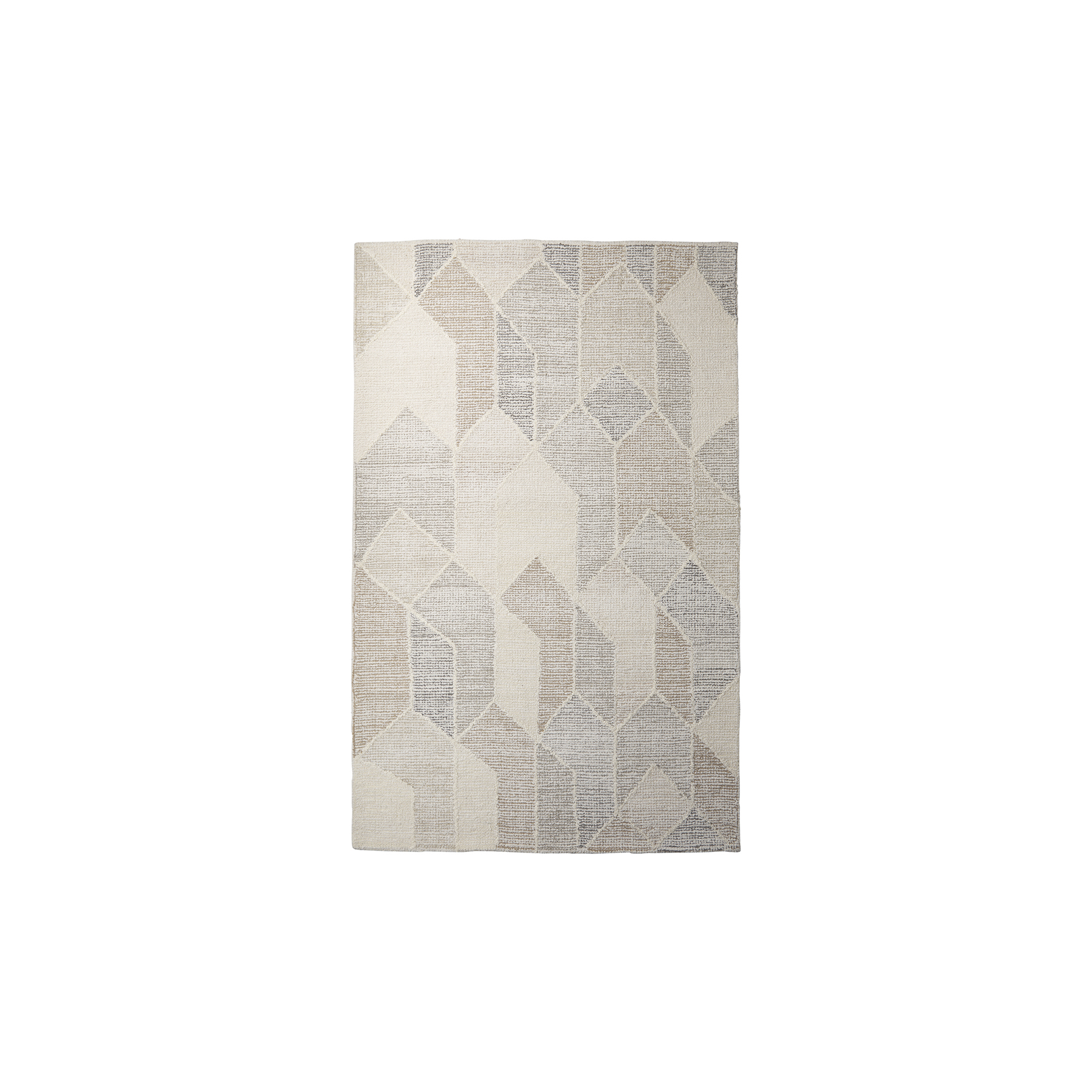 5×8 Neutral Geometric Wool Rectangle Area Rug